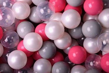 Ballenbak Rond met 200 ballen 90x30 cm Licht Grijs: Transparant, Licht, Roze ,Parel, Wit, Grijs ballen